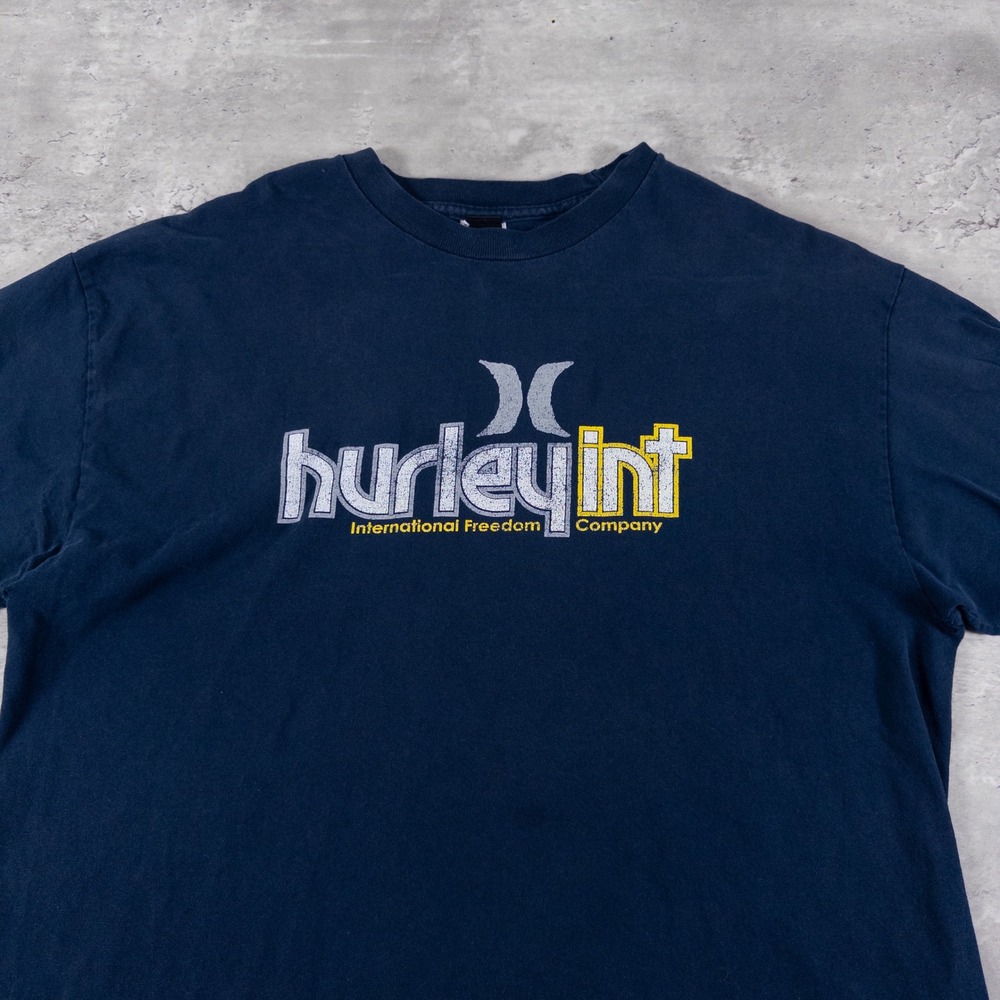 vintage hurley t-shirt navy faded mens xl